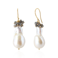 Pearl with Labradorite Hanging earrings model E010176